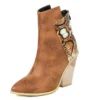 Brown python ankle boots