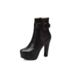 Black crocodile effect ankle boots with buckle