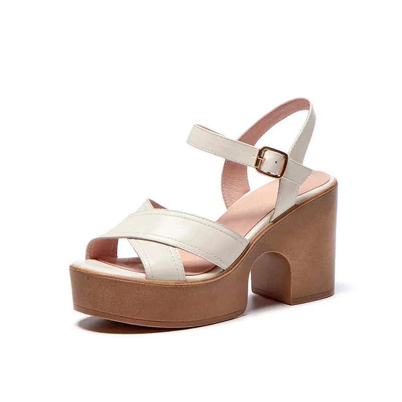 Thick high heel platform sandals in genuine leather - Image 6