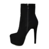 Lycra stretch platform stiletto ankle boots black