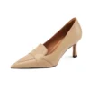 Elegant leather pointed toe heels for women