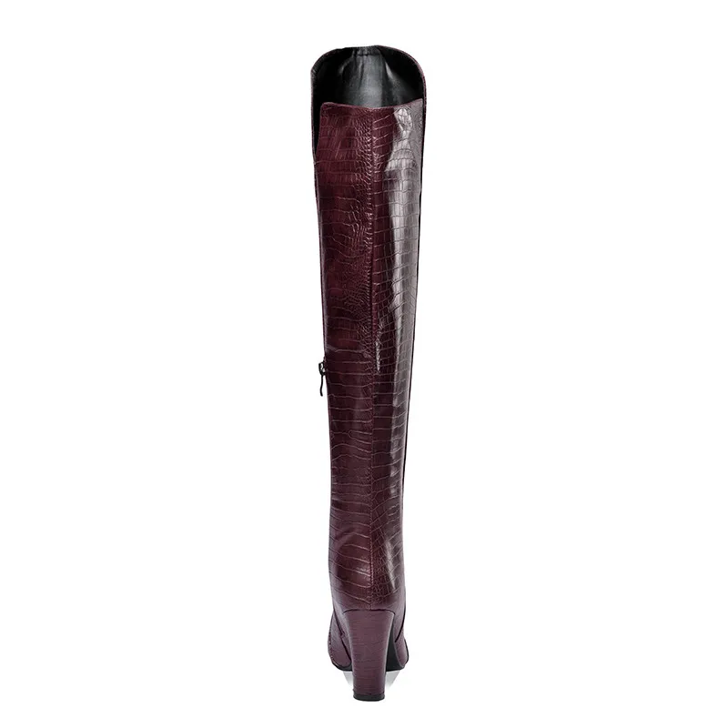 Over the knee thigh high boots with round toe and zip closure - Image 3