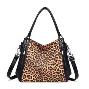 Leopard print shoulder tote bag