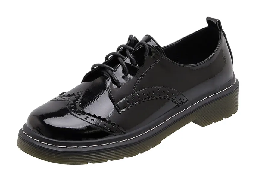 Black red patent leather brogues with thick heels - Image 5