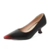 Colorful pointed toe slip-on pumps with small heel