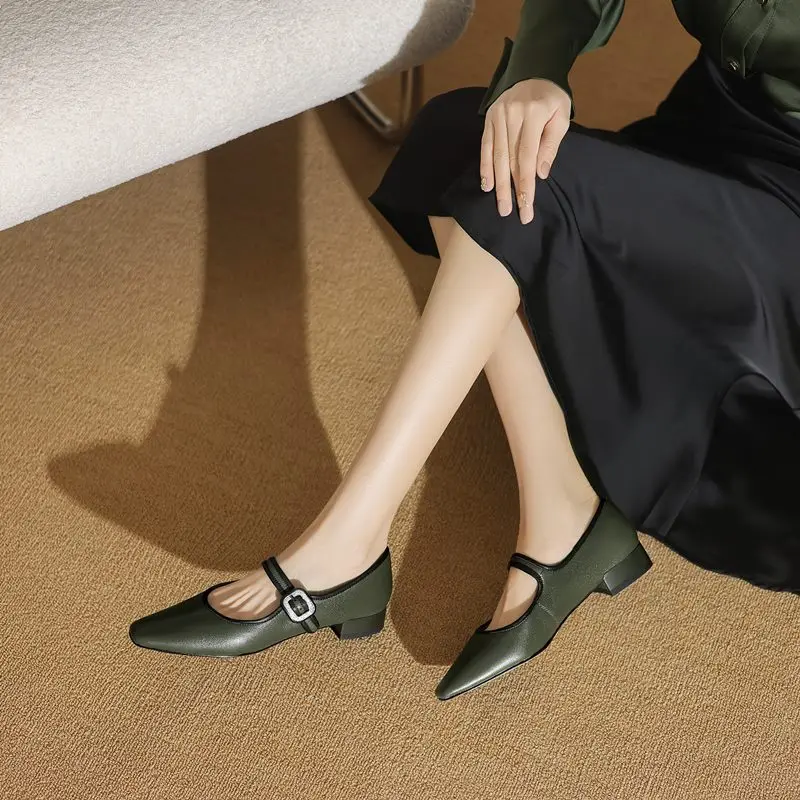 Genuine leather mary jane low heel pumps - Image 6