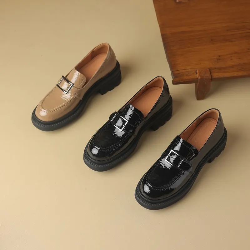 Genuine leather square toe mid heel pumps - Image 2