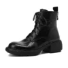 Genuine leather high heel motorcycle ankle boots