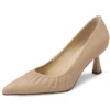 Pointed toe thin heels genuine leather pumps