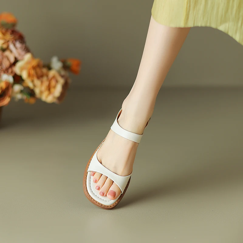 Genuine leather thick heel casual slippers - Image 10