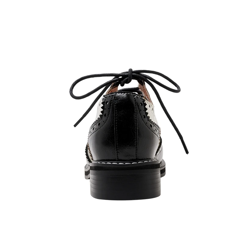 Hollow out leather lace up round head heels - Image 8