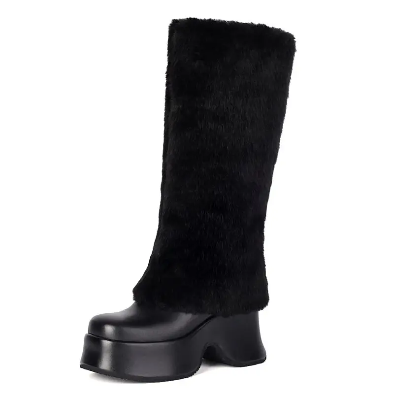 Fashion snow boots with chunky heels and square toe - Image 7