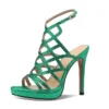 Silk high heel gladiator sandals open toe ankle strap