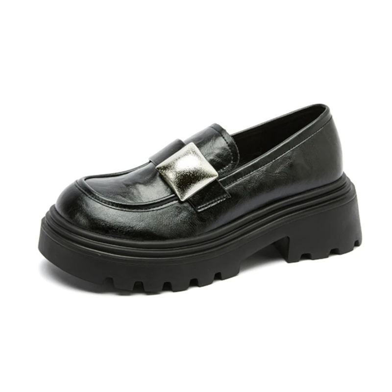 Comfortable thick sole leather loafers for women - Image 4