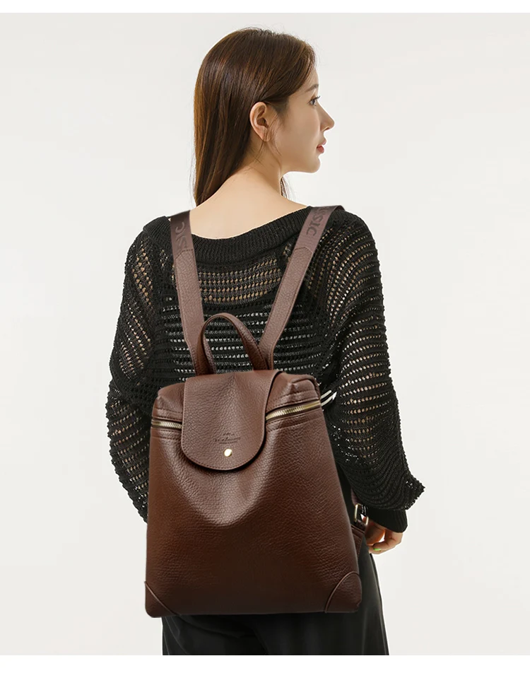 Large capacity anti-theft pu leather backpack for travel and school - Image 4