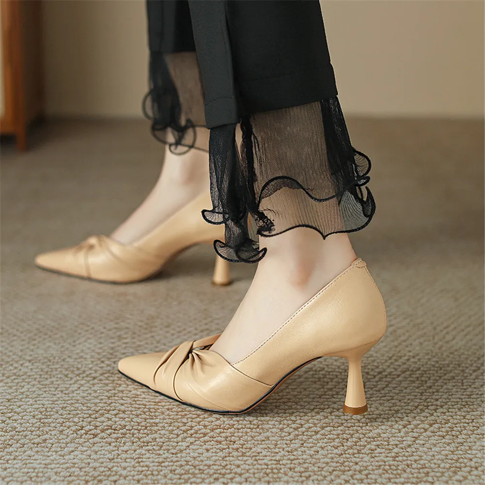 Genuine leather pointed toe office pumps - Image 9