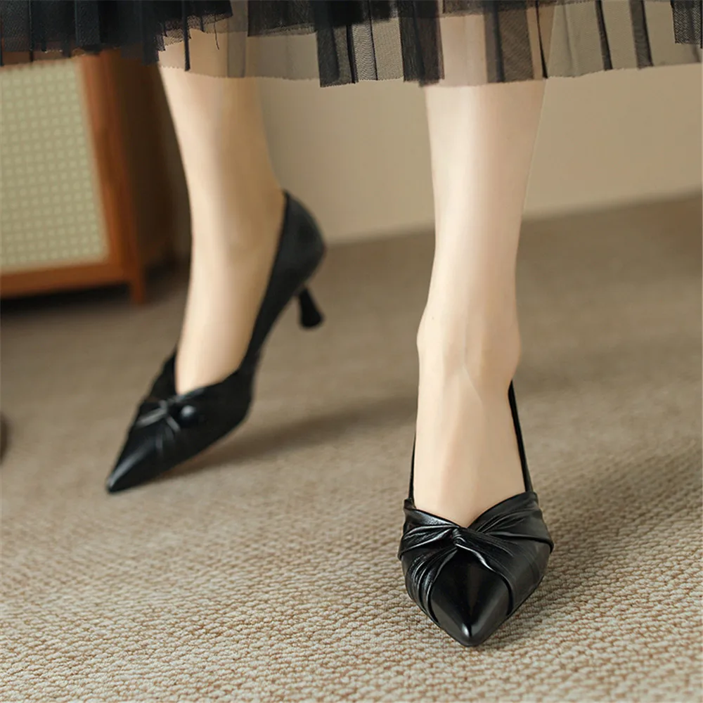 Genuine leather pointed toe office pumps - Image 4