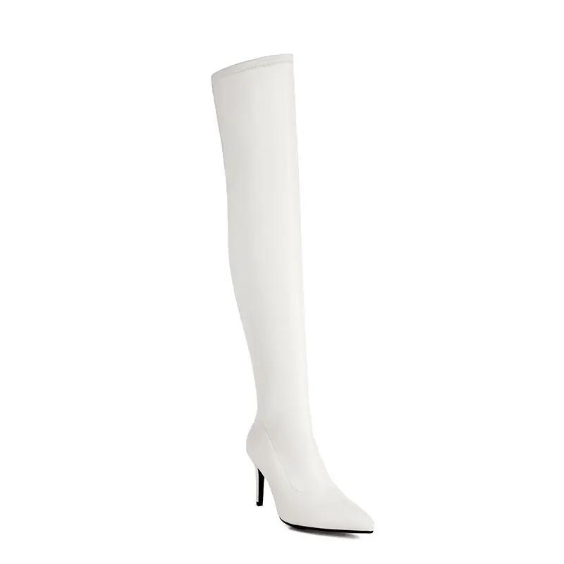 Thigh high elastic heeled winter boots - Image 15
