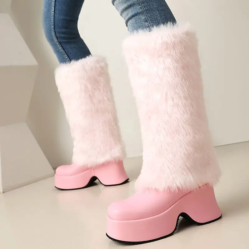Fashion snow boots with chunky heels and square toe - Image 11