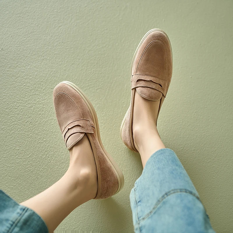 Natural suede loafers in purple and apricot - Image 10