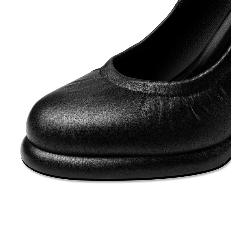 Genuine leather high heels platform dress shoes - Image 10