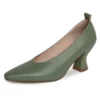 Genuine leather pointed toe slip-on pumps