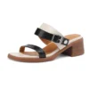 Microfiber summer sandals with buckle and open toe