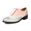 Pink and gray leather derby shoes