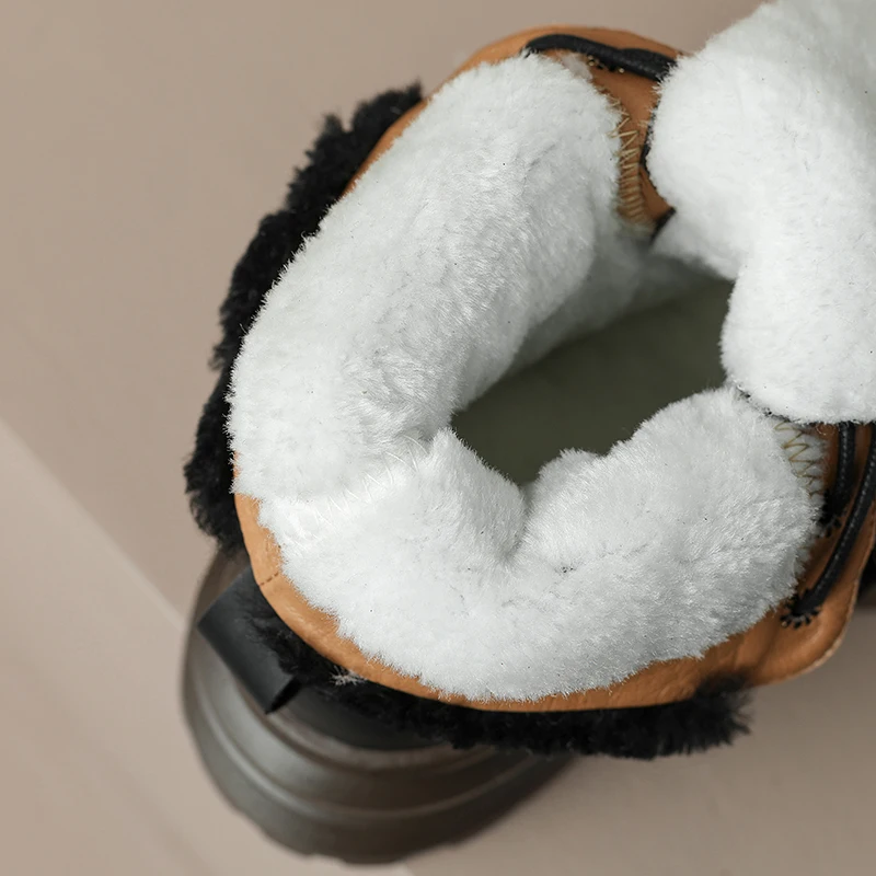 Real leather chunky ankle boots with plush lining - Image 9