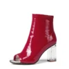 S237da7ef6f42414490118103d9ff2dd90.webp Peep toe chunky heel ankle boots in black and red