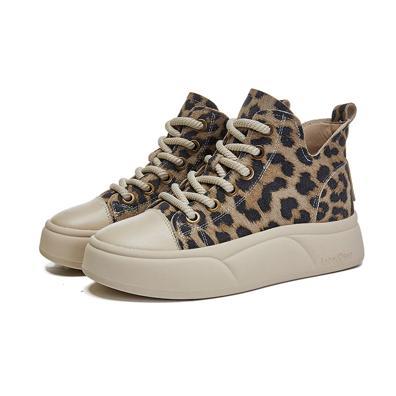 Genuine leather platform ankle boots casual retro sneakers - Image 6