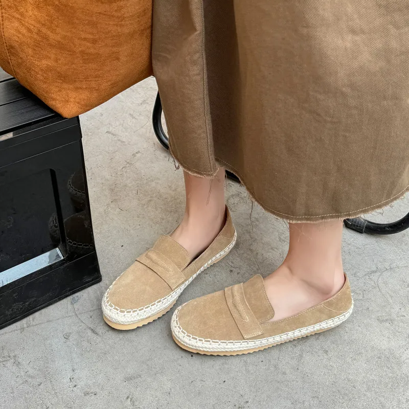 Genuine leather slip-on loafers with platform sole - Image 2