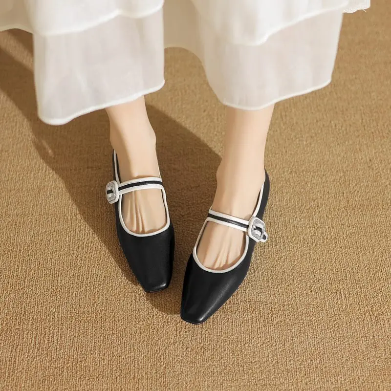 Genuine leather mary jane low heel pumps - Image 5