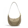 Genuine leather half moon chain crossbody bag