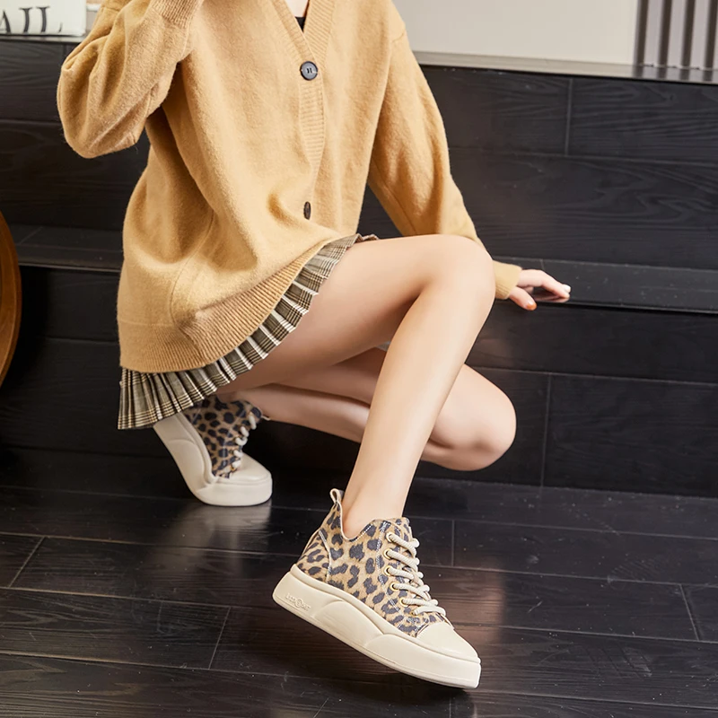 Genuine leather platform ankle boots casual retro sneakers - Image 17