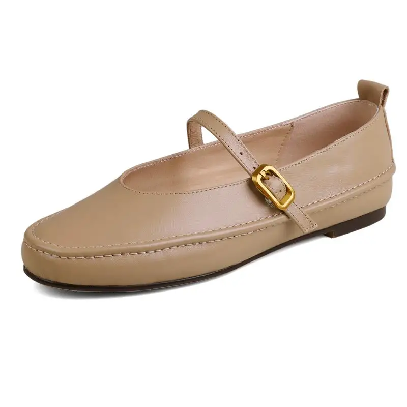 Genuine leather mary jane flats for women - Image 2
