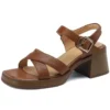 Genuine leather thick heels sandals for office and casual wear