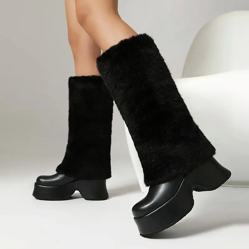 Fashion snow boots with chunky heels and square toe - Image 14