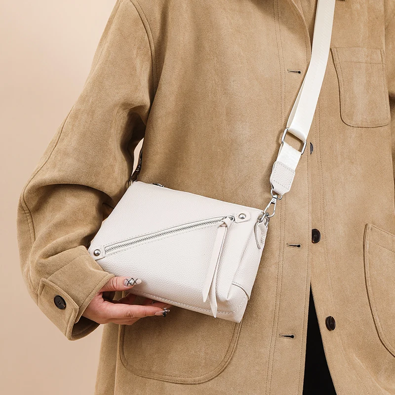 Genuine leather 3 layers cowhide shoulder crossbody bag - Image 2