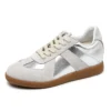 Genuine leather casual sneakers with increased heel