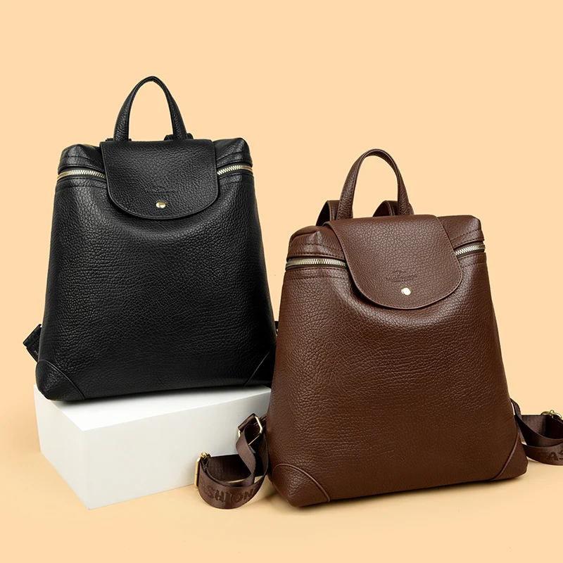 Large capacity anti-theft pu leather backpack for travel and school - Image 3