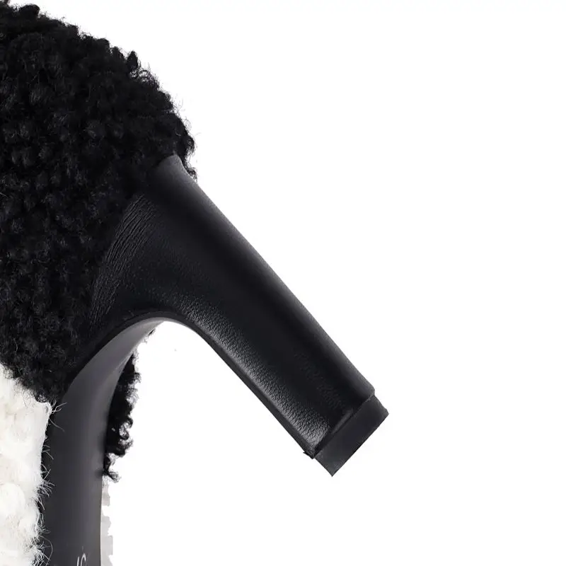 Winter warm plush high heel boots slip-on outdoor mid calf - Image 8