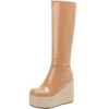 Knee high wedge heeled fashion boots