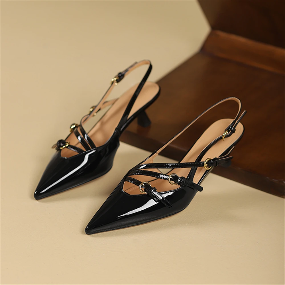 Leather high heel sandals for party and summer - Image 7