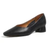 Classic leather thick heels pumps for office