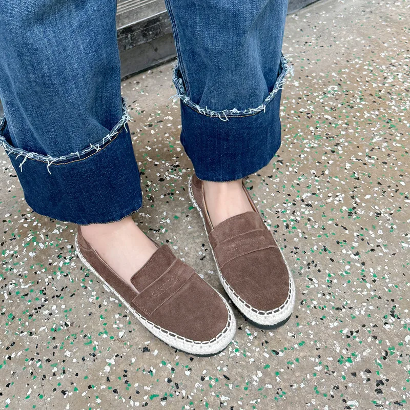 Genuine leather slip-on loafers with platform sole - Image 3