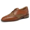 Genuine leather low heel lace up oxfords