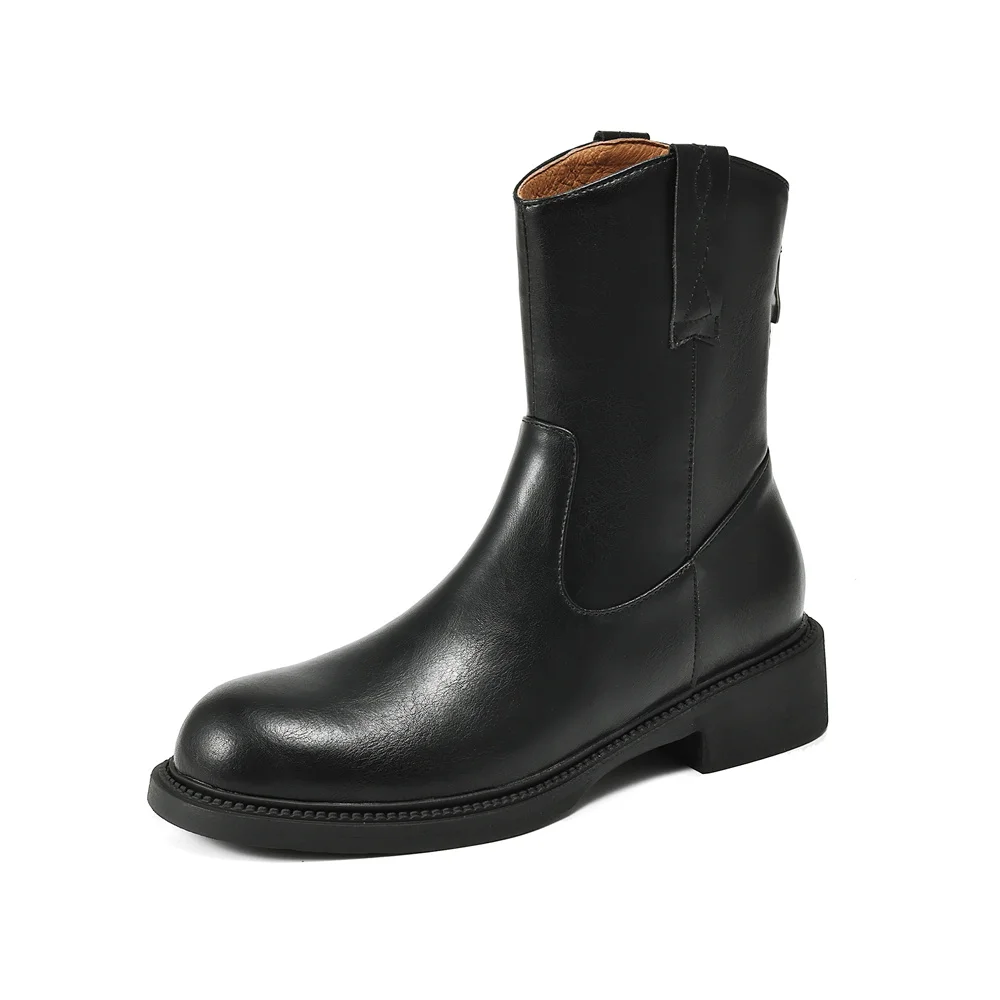Genuine leather ankle boots with low heels - Image 6