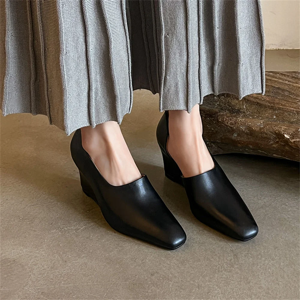 Wedge high heels suede party shoes - Image 6