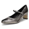 Genuine leather mary jane pumps with high heels